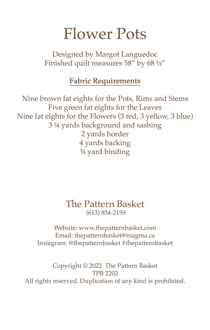 Flower Pots Quilt Pattern by The Pattern Basket