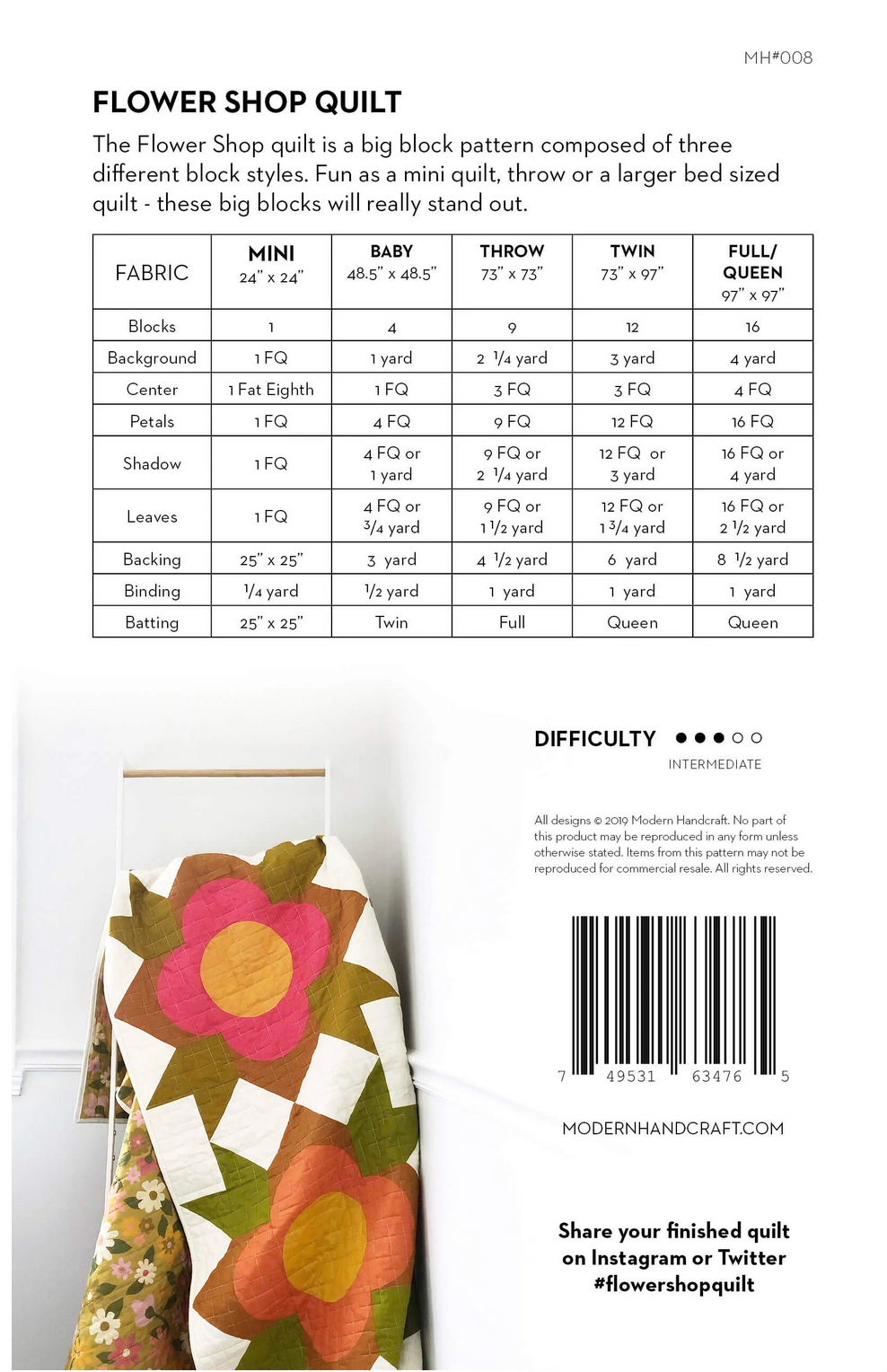 Flower Shop Quilt Pattern by Modern Handcraft