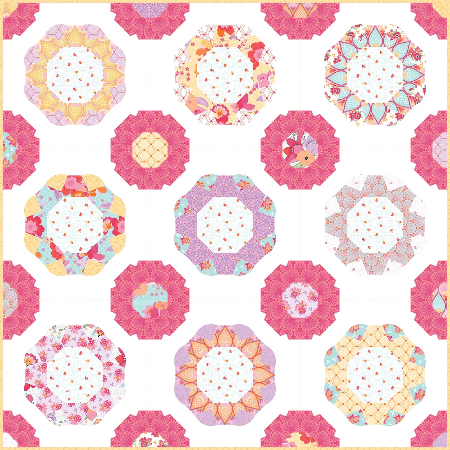 Flowering Wreath Quilt Pattern by Sue Daley