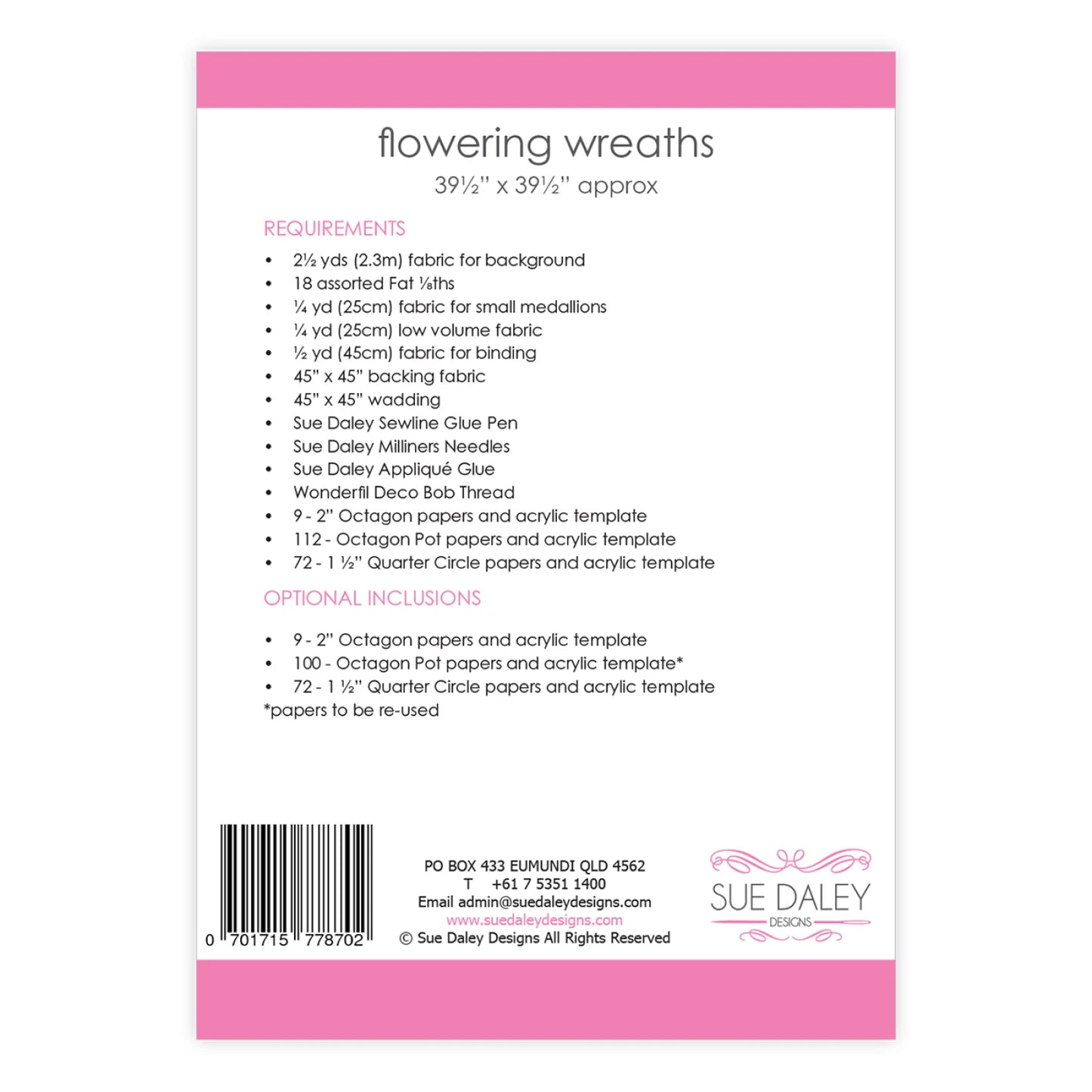 Flowering Wreath Quilt Pattern by Sue Daley