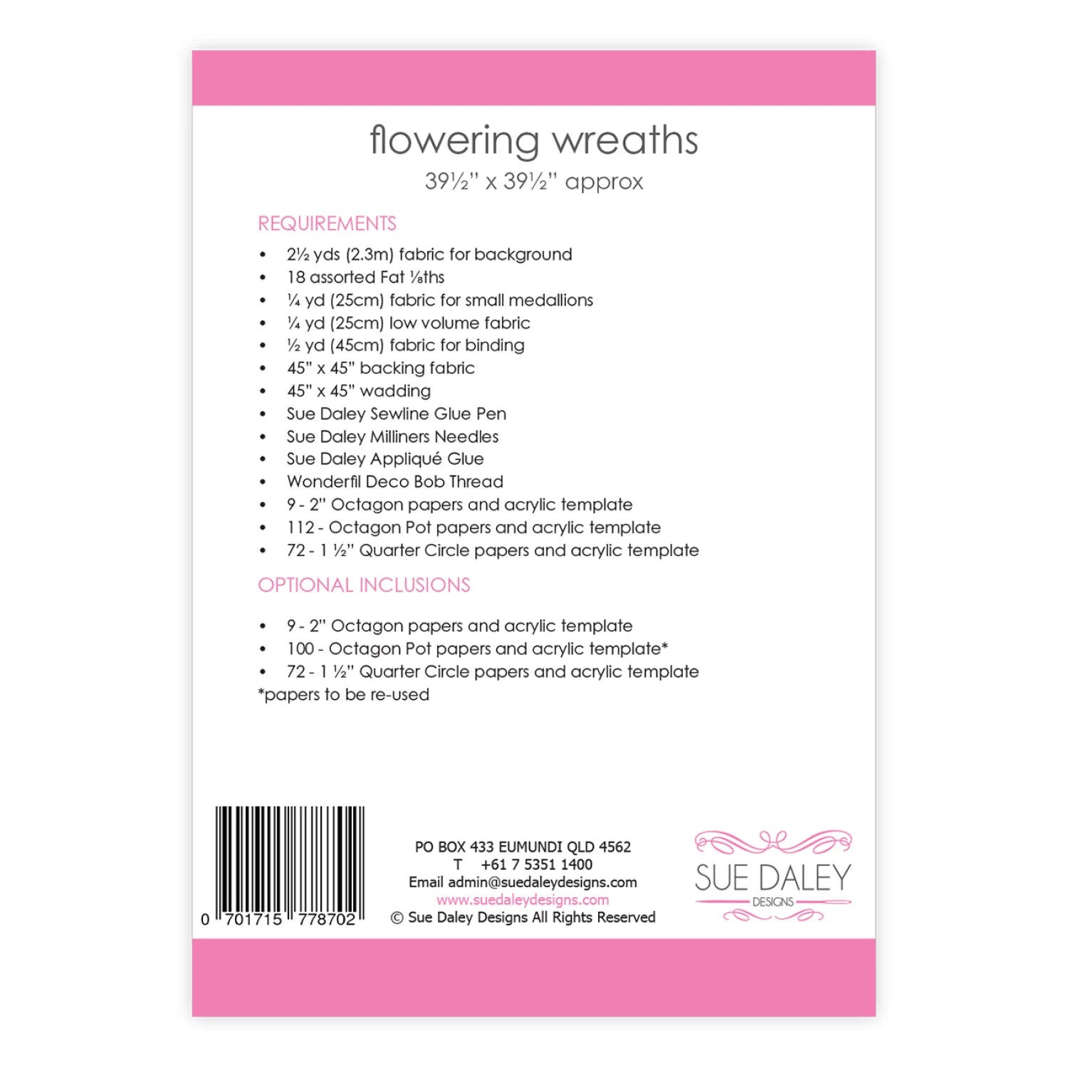 Flowering Wreath Quilt Pattern by Sue Daley