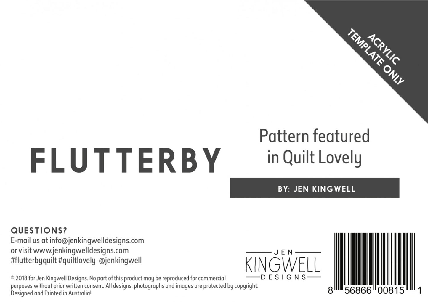 Flutterby Template Only by Jen Kingwell Designs - Special Order