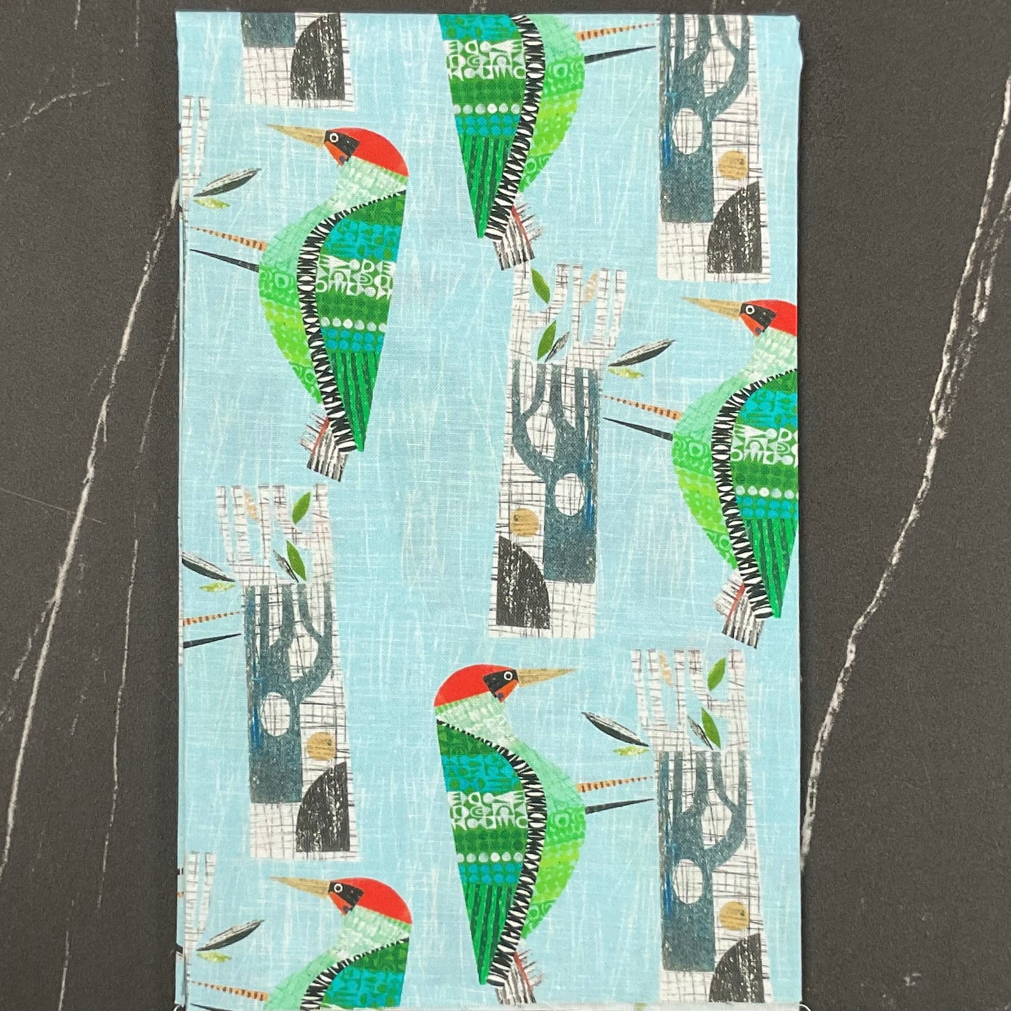 Flying South by Clare Youngs : Woodpecker Sky Blue PWCY012.SKYBLUE