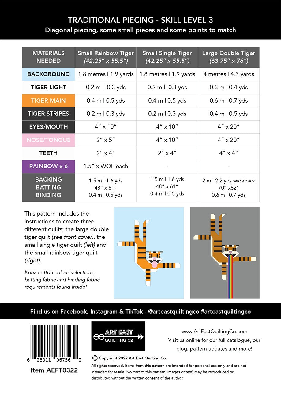 Flying Tigers Quilt Pattern by Art East Quilting