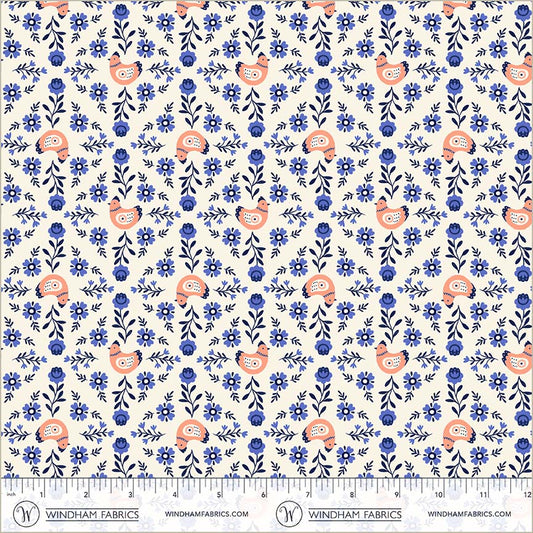 Folky Chicken by Natalie Briscoe : Chicks in a Row Cream 55240-3