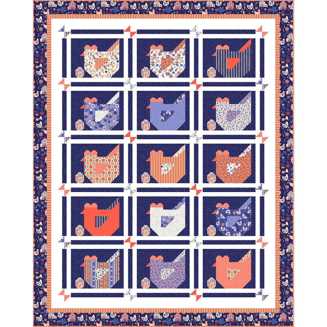 Folky Chicken by Natalie Briscoe : Egg-cellent Company Quilt Kit