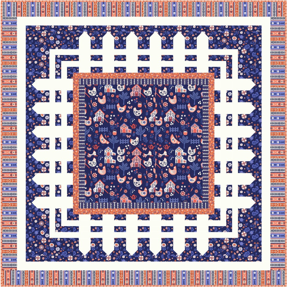 Folky Chicken by Natalie Briscoe : Flock Block Quilt Kit
