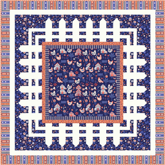 Folky Chicken by Natalie Briscoe : Flock Block Quilt Kit