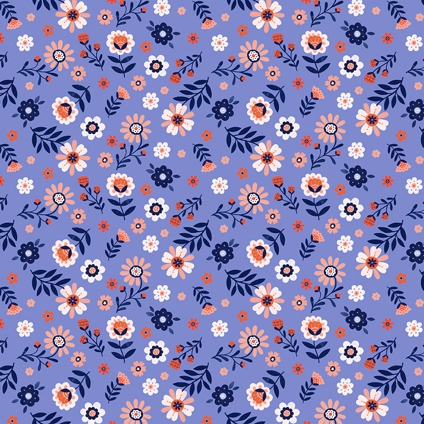 Folky Chicken by Natalie Briscoe : Folky Floral Cobalt 55241-5