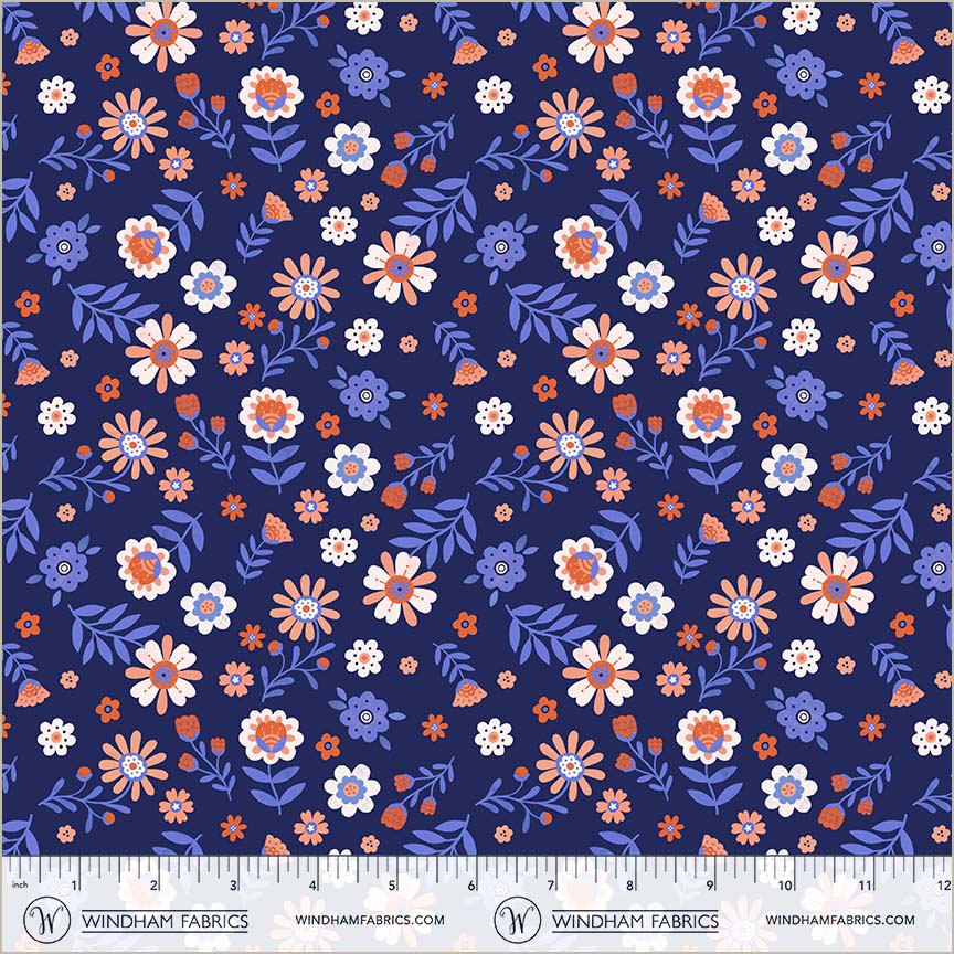 Folky Chicken by Natalie Briscoe : Folky Floral Indigo 55241-2