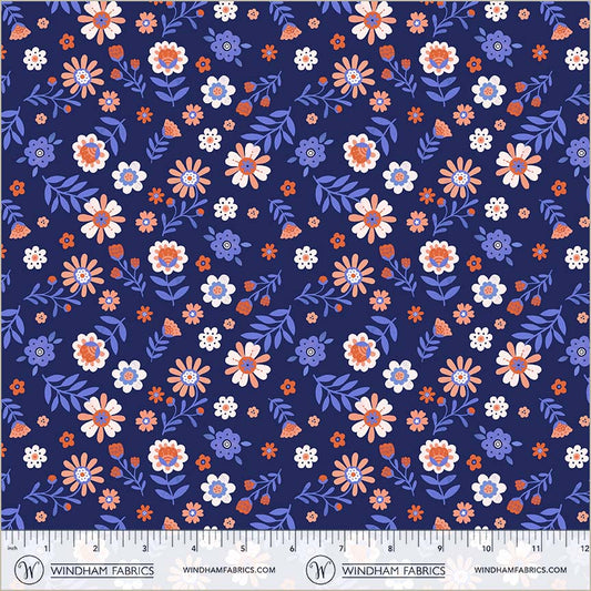 Folky Chicken by Natalie Briscoe : Folky Floral Indigo 55241-2