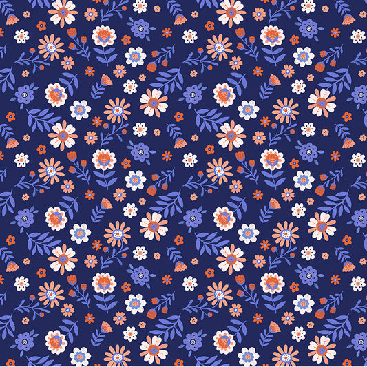 Folky Chicken by Natalie Briscoe : Folky Floral Indigo 55241-2