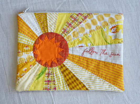 Follow The Sun Quippy Zippy Pouch Pattern by Jen Kingwell Designs - Special Order