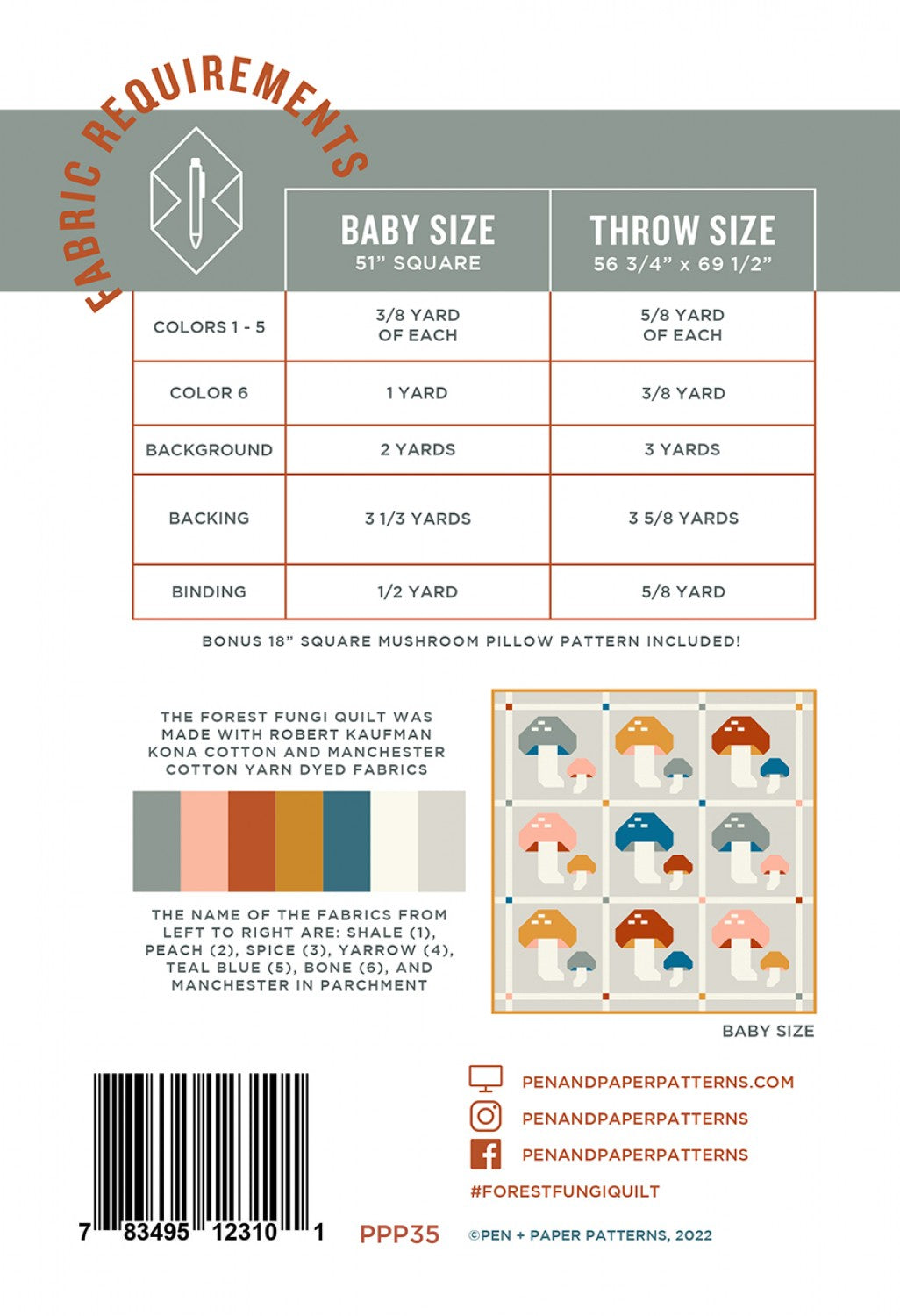 Forest Fungi Quilt Pattern by Pen + Paper Patterns