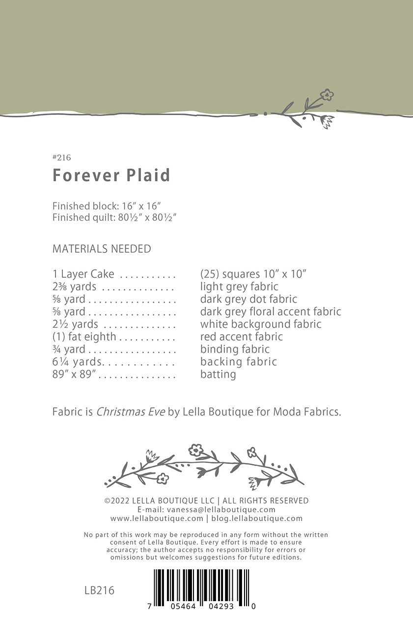 Forever Plaid Quilt Pattern by Lella Boutique
