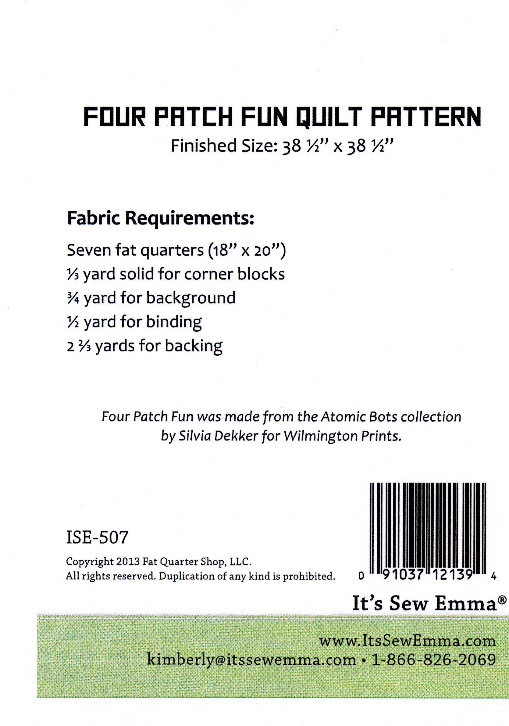 Four Patch Fun Quilt Pattern by It's Sew Emma