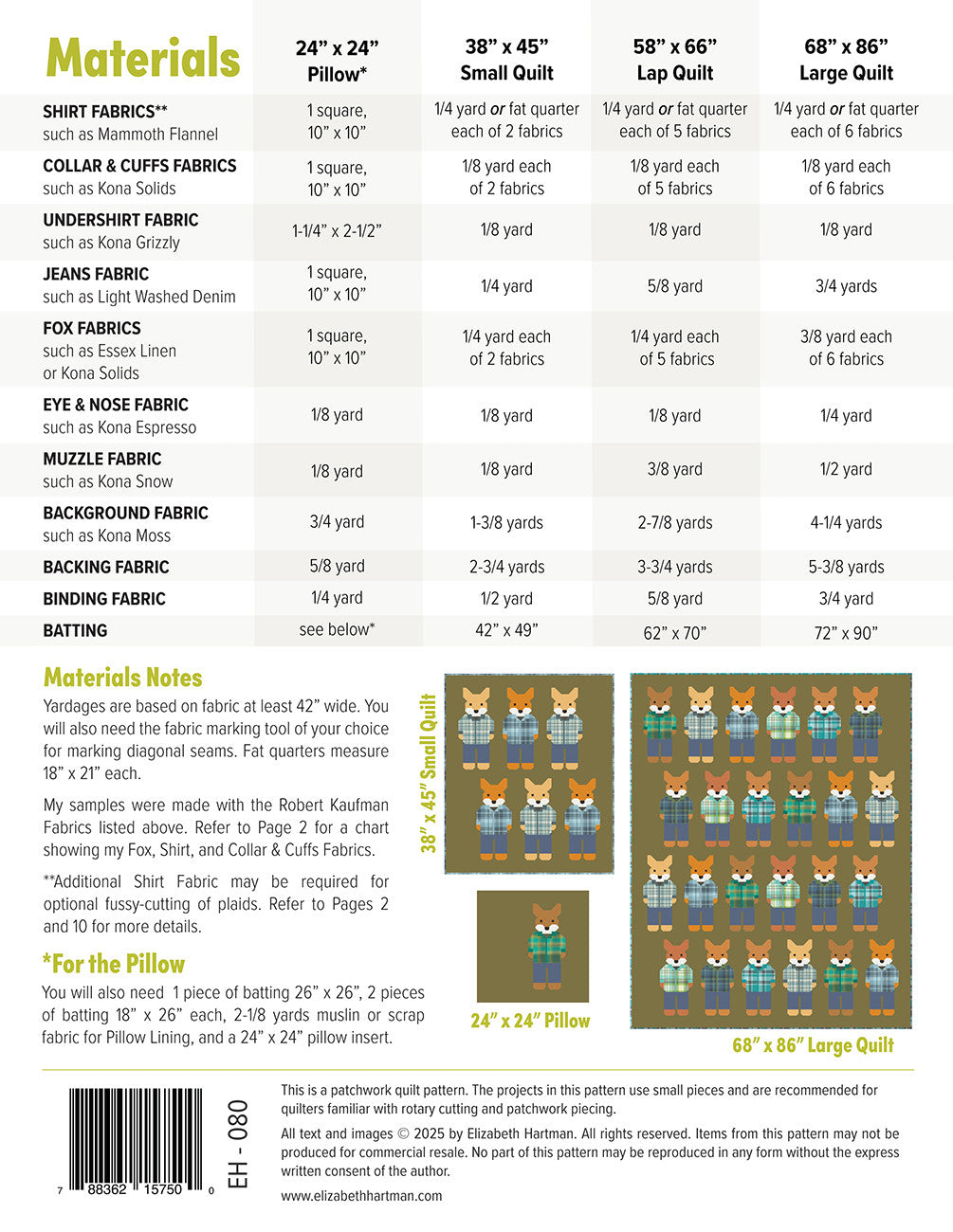 Foxes in Flannels Quilt Pattern by Elizabeth Hartman