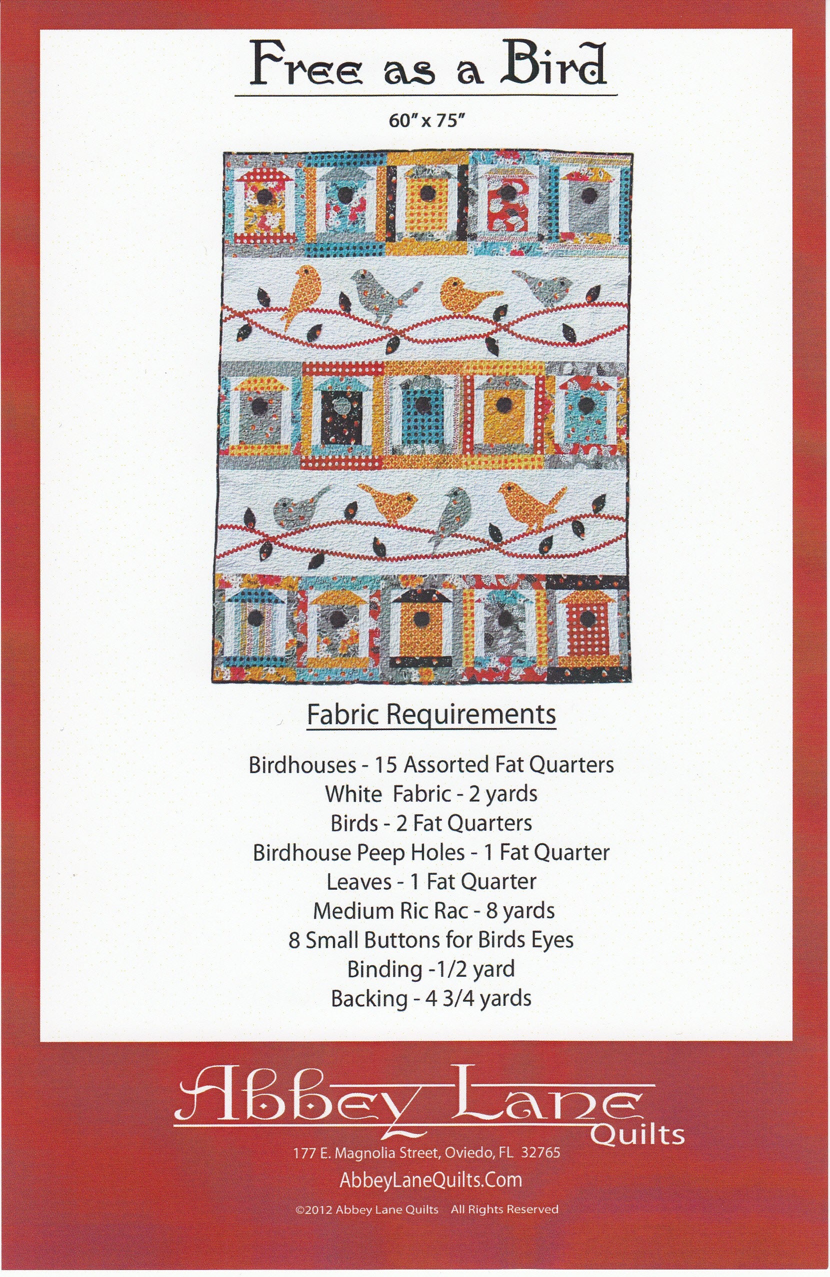 Free As A Bird Applique Quilt Pattern by Abbey Lane Quilts