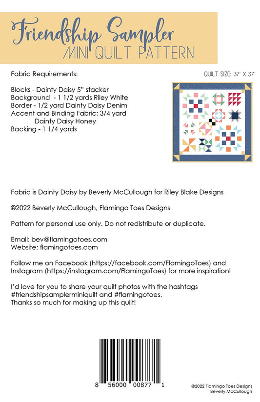 Friendship Sampler Mini Quilt # FT-8771 - Special Order