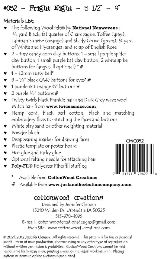 Fright Night Pattern # CWC052 - Special Order