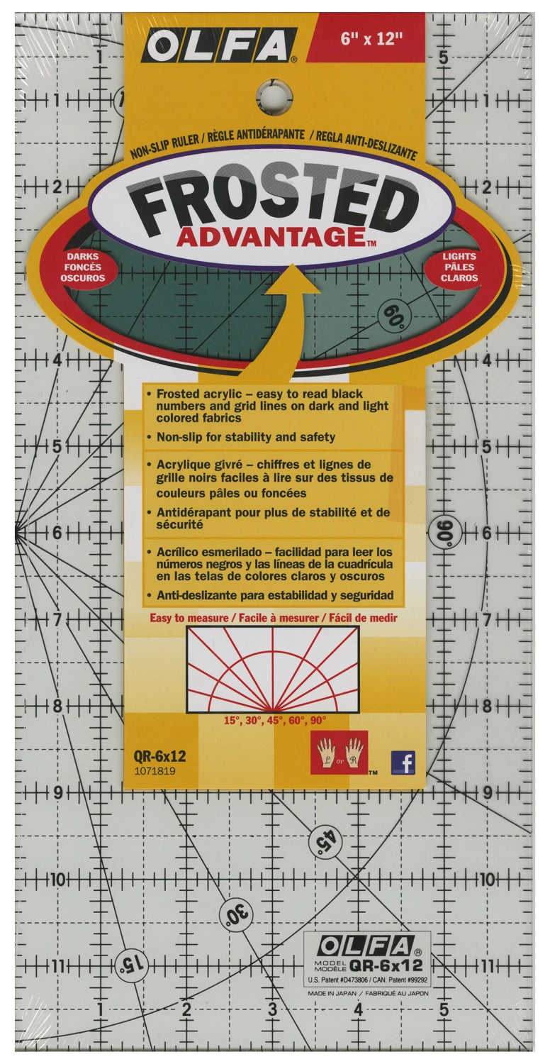 Frosted Acrylic Olfa Ruler 6in x 12in The Traveler # 1071819 - Special Order
