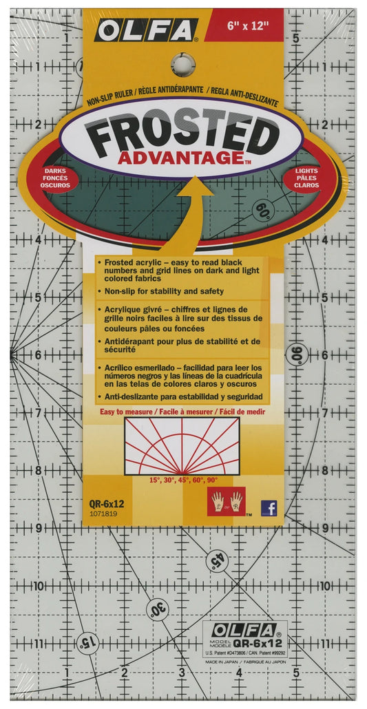 Frosted Acrylic Olfa Ruler 6in x 12in The Traveler # 1071819 - Special Order