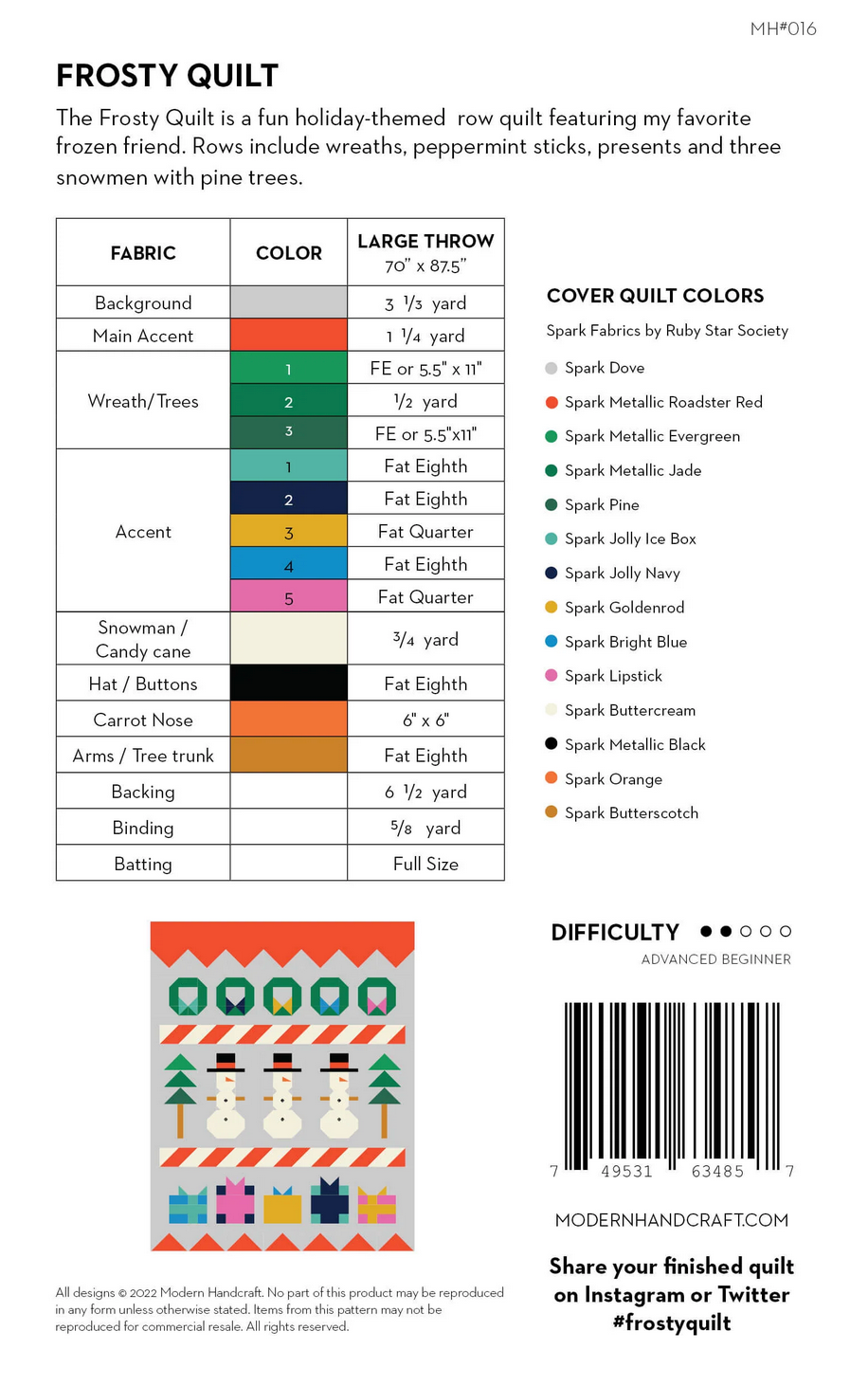 Frosty Quilt Pattern by Modern Handcraft