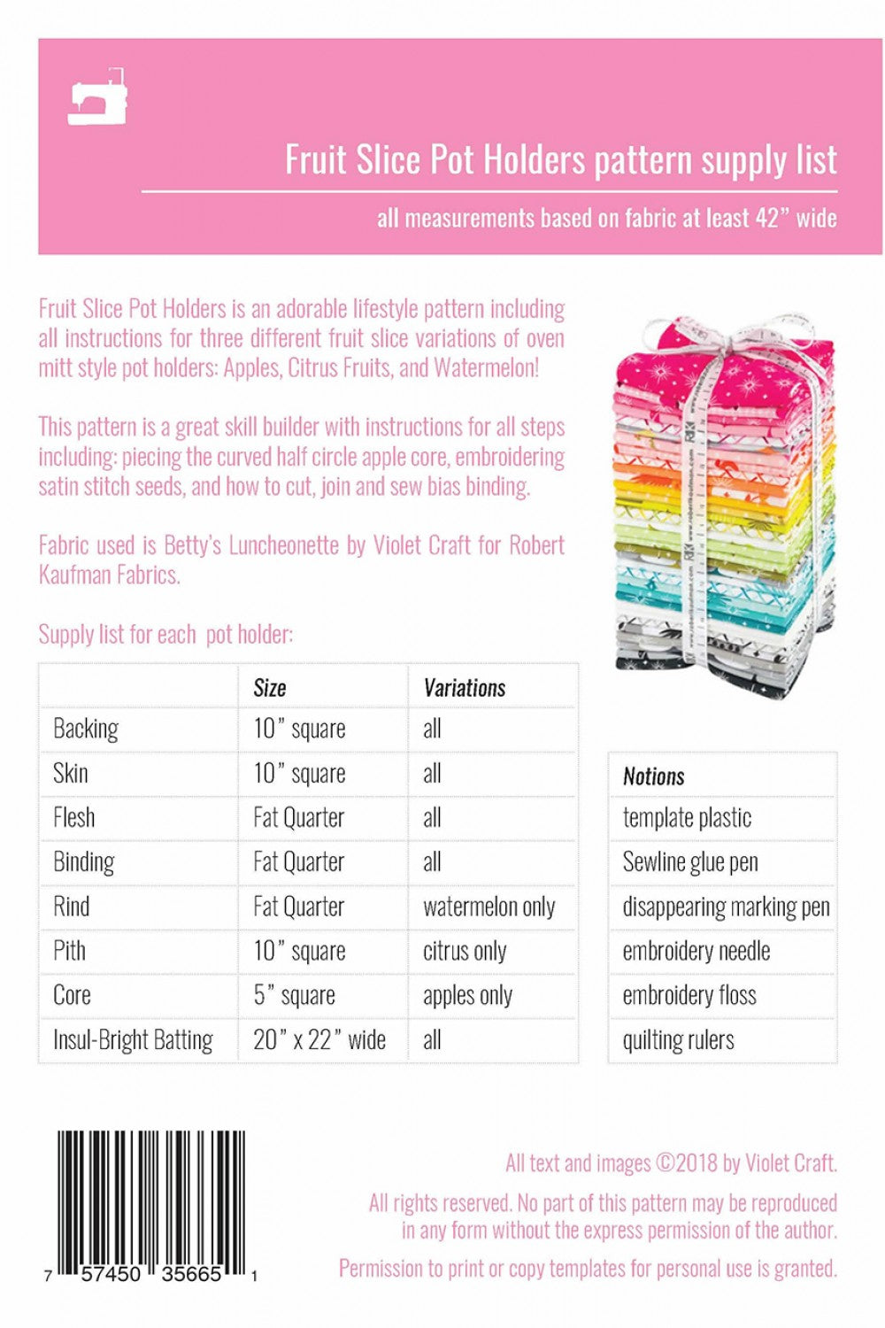 Fruit Slice Pot Holders Pattern by Violet Craft