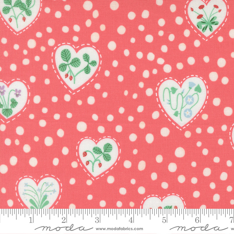 Funny Valentine by Lizzy House : Flower Heart Coral 37144 14