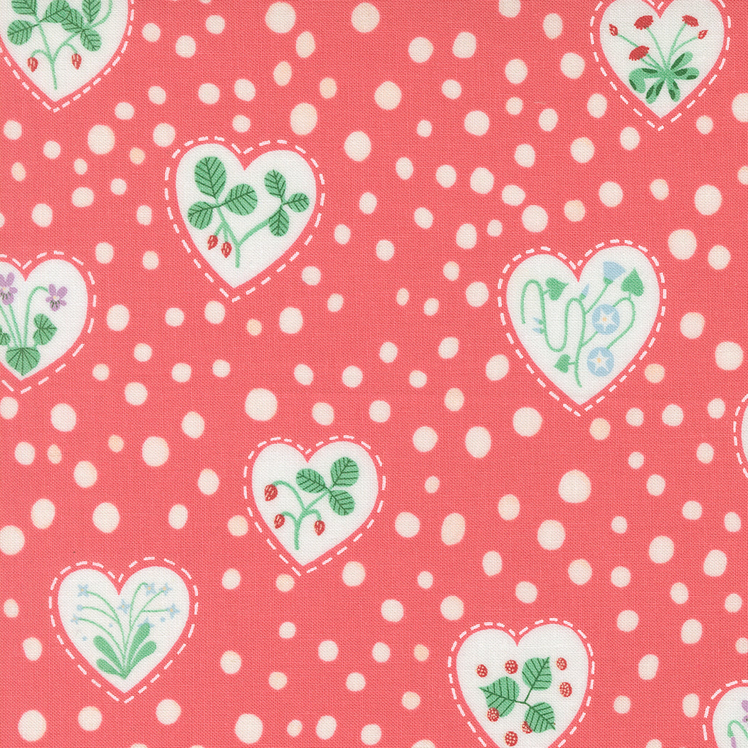 Funny Valentine by Lizzy House : Flower Heart Coral 37144 14