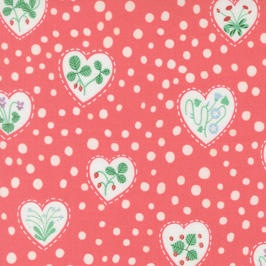Funny Valentine by Lizzy House : Flower Heart Coral 37144 14