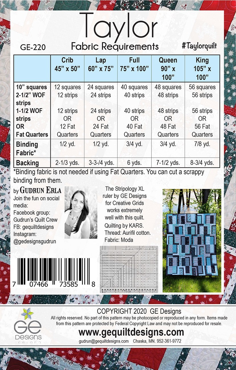 Taylor Quilt Pattern by GE Designs - Special Order