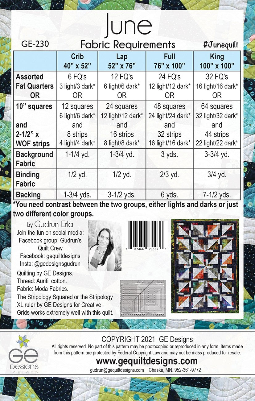 June Quilt Pattern by GE Designs - Special Order