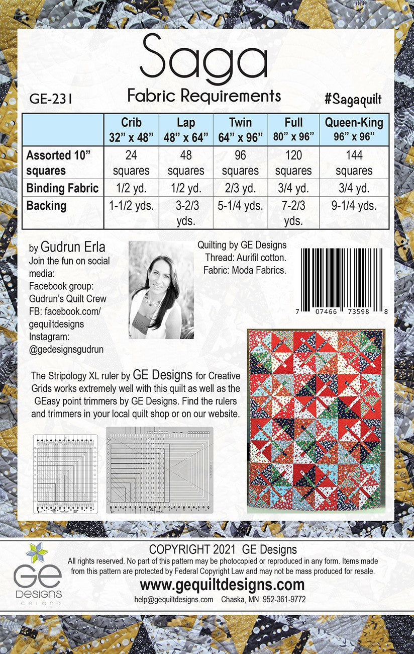 Saga Quilt Pattern by GE Designs - Special Order