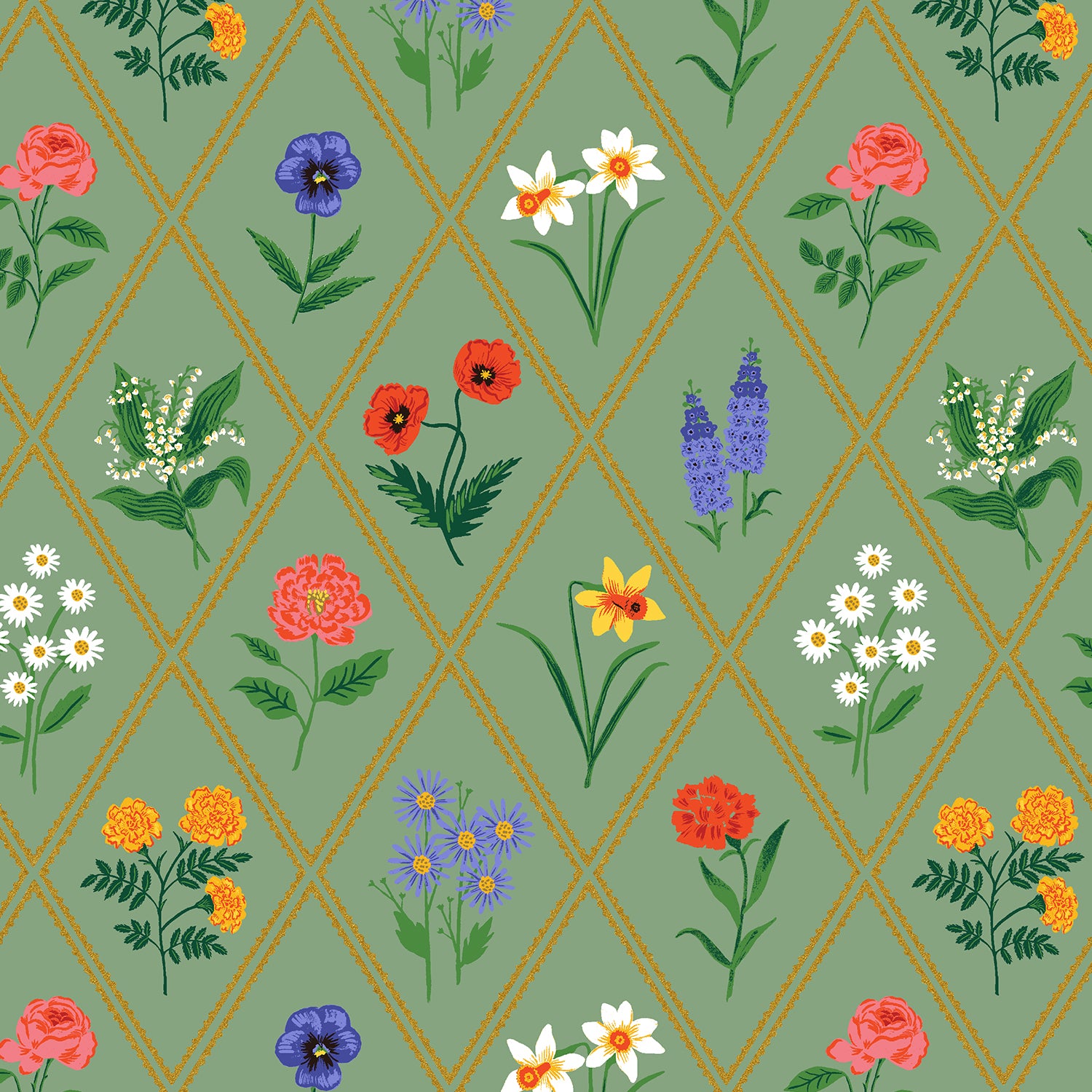 Garden Club by Rifle Paper Co. : Garden Study Green Metallic RP1905-EE1M