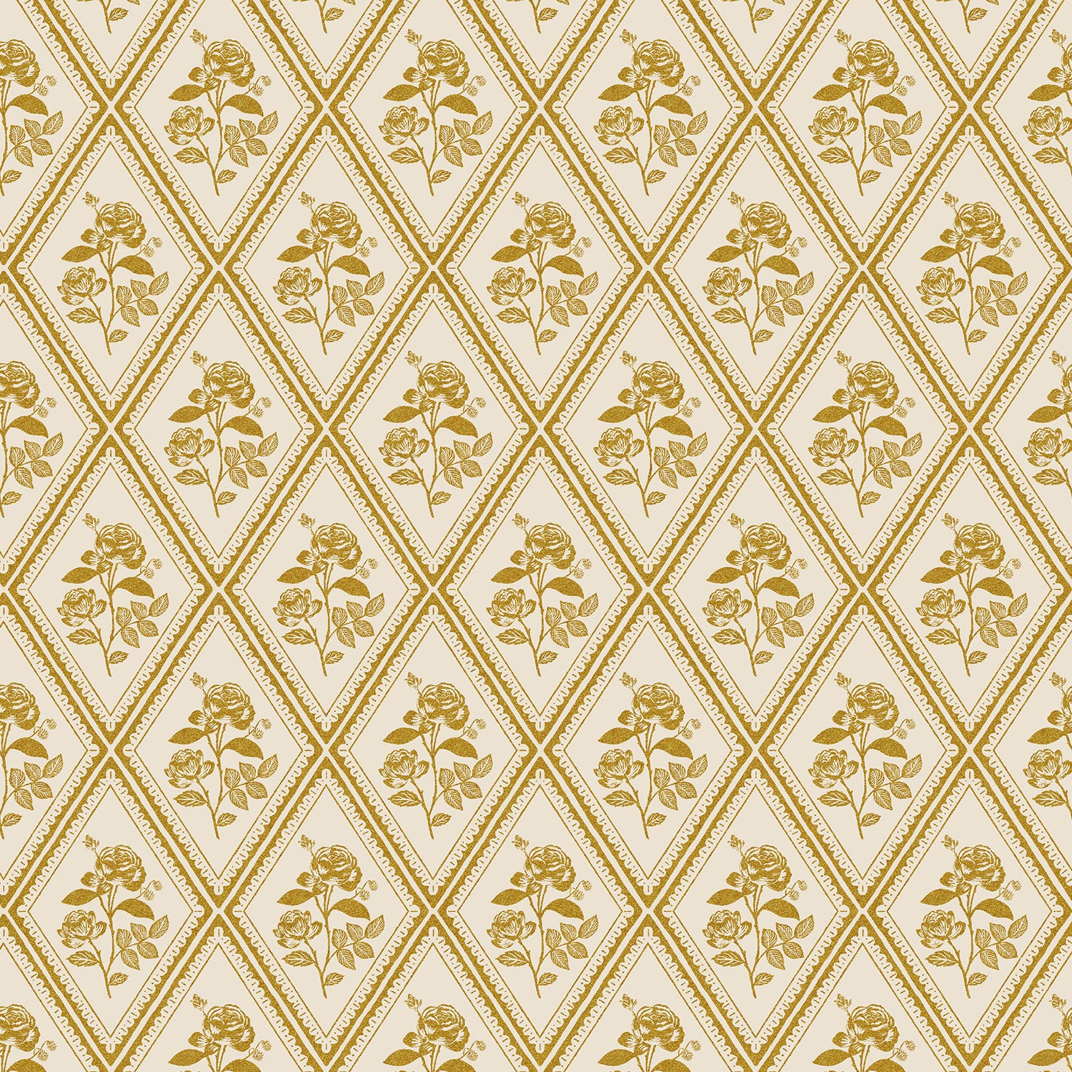 Garden Club by Rifle Paper Co. : Rose Study Cream & Metallic Gold RP1903-ME1M