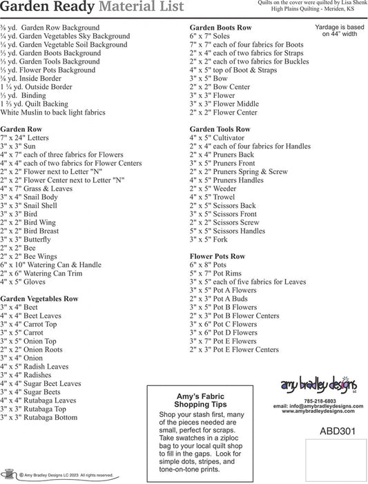 Garden Ready Quilt Pattern # ABD301 - Special Order