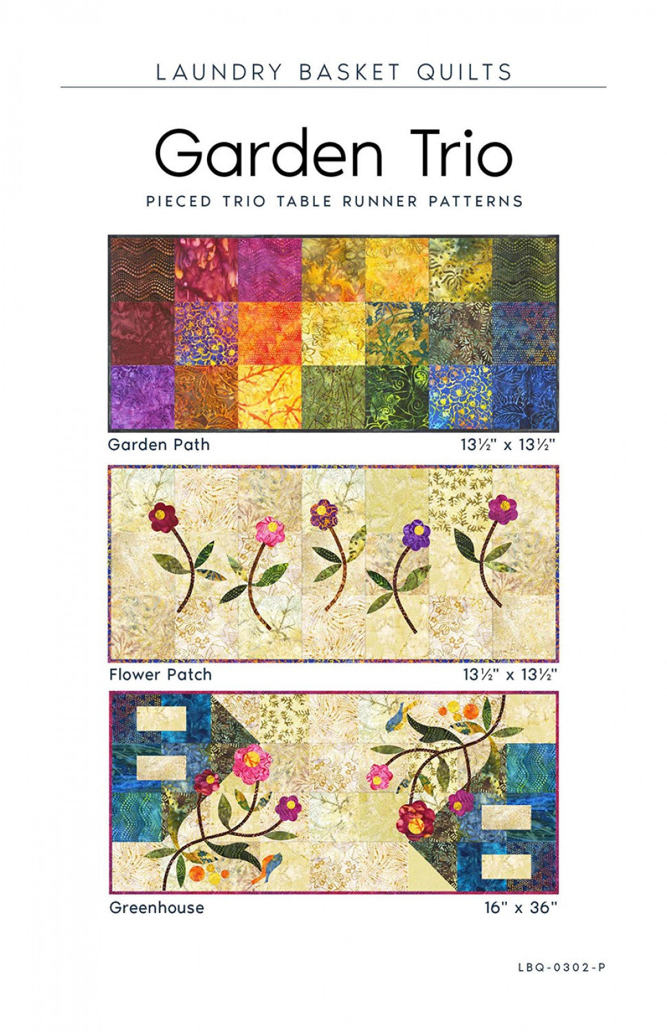 Garden Trio Table Runner Pattern by Laundry Basket Quilts