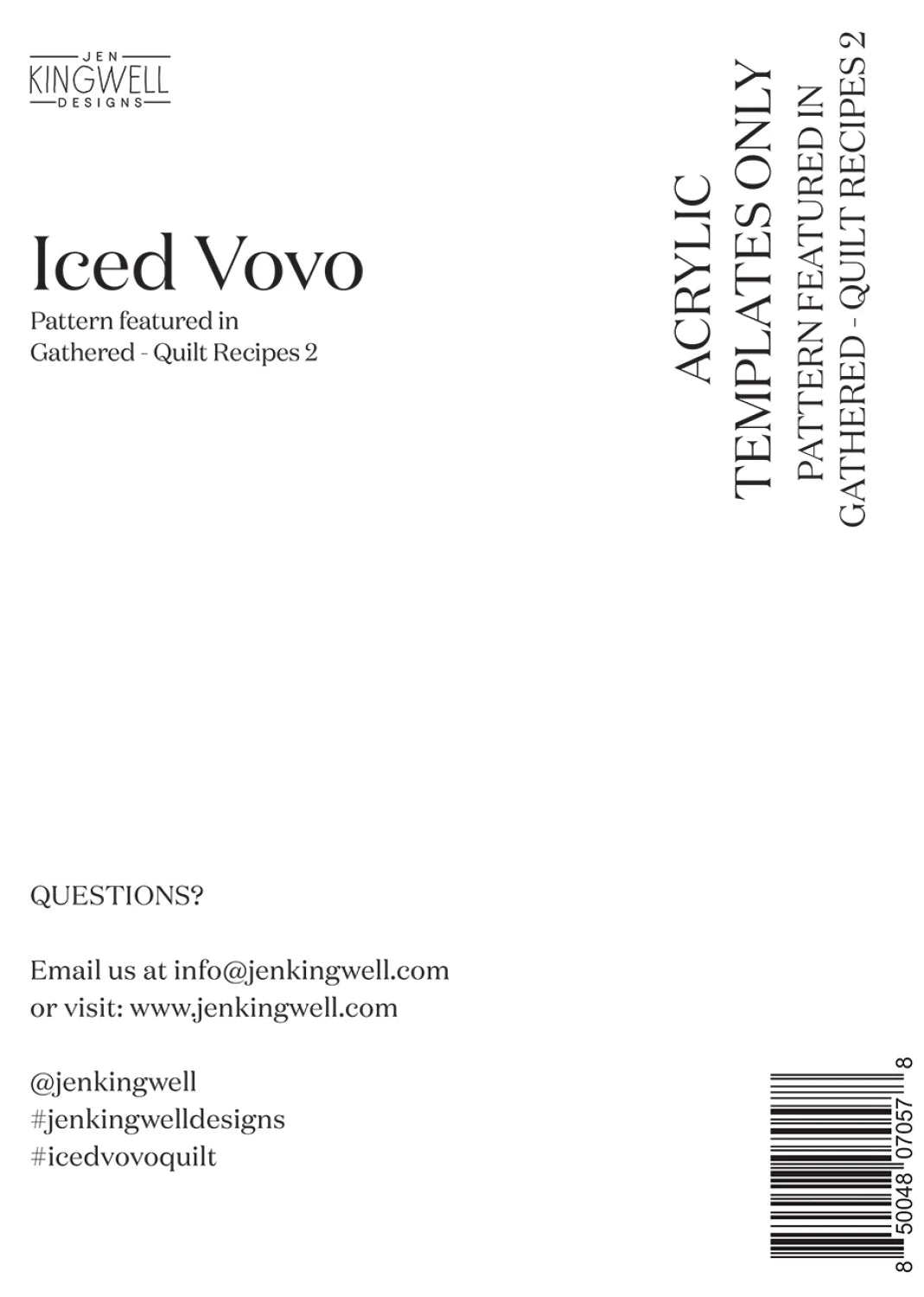 Gathered - Quilt Recipes 2 by Jen Kingwell Designs : Iced Vovo Acrylic Template Set