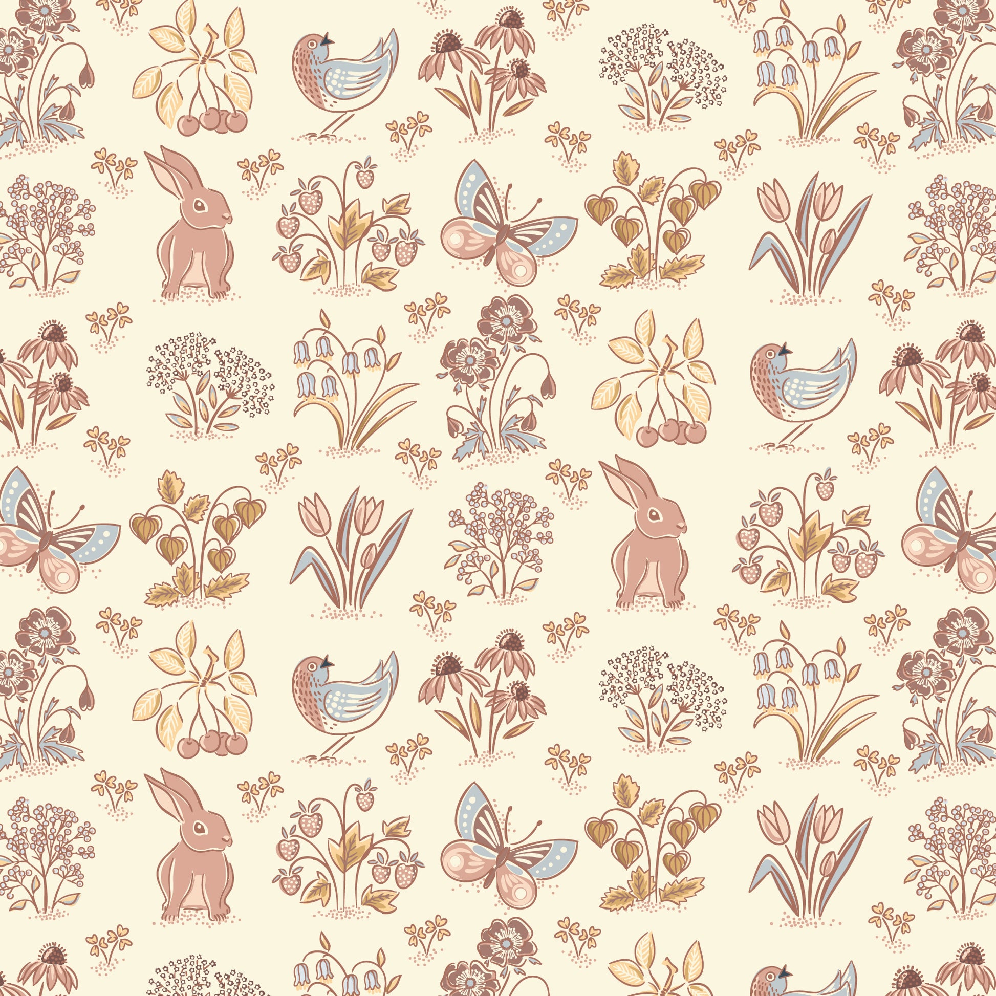 Gathering Light by House of Haricot : Spring Millefleurs Ivory 2294-36
