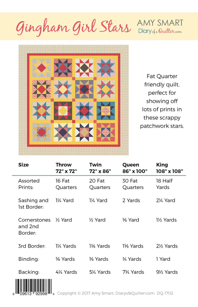 Gingham Girls Stars Quilt Pattern - Special Order