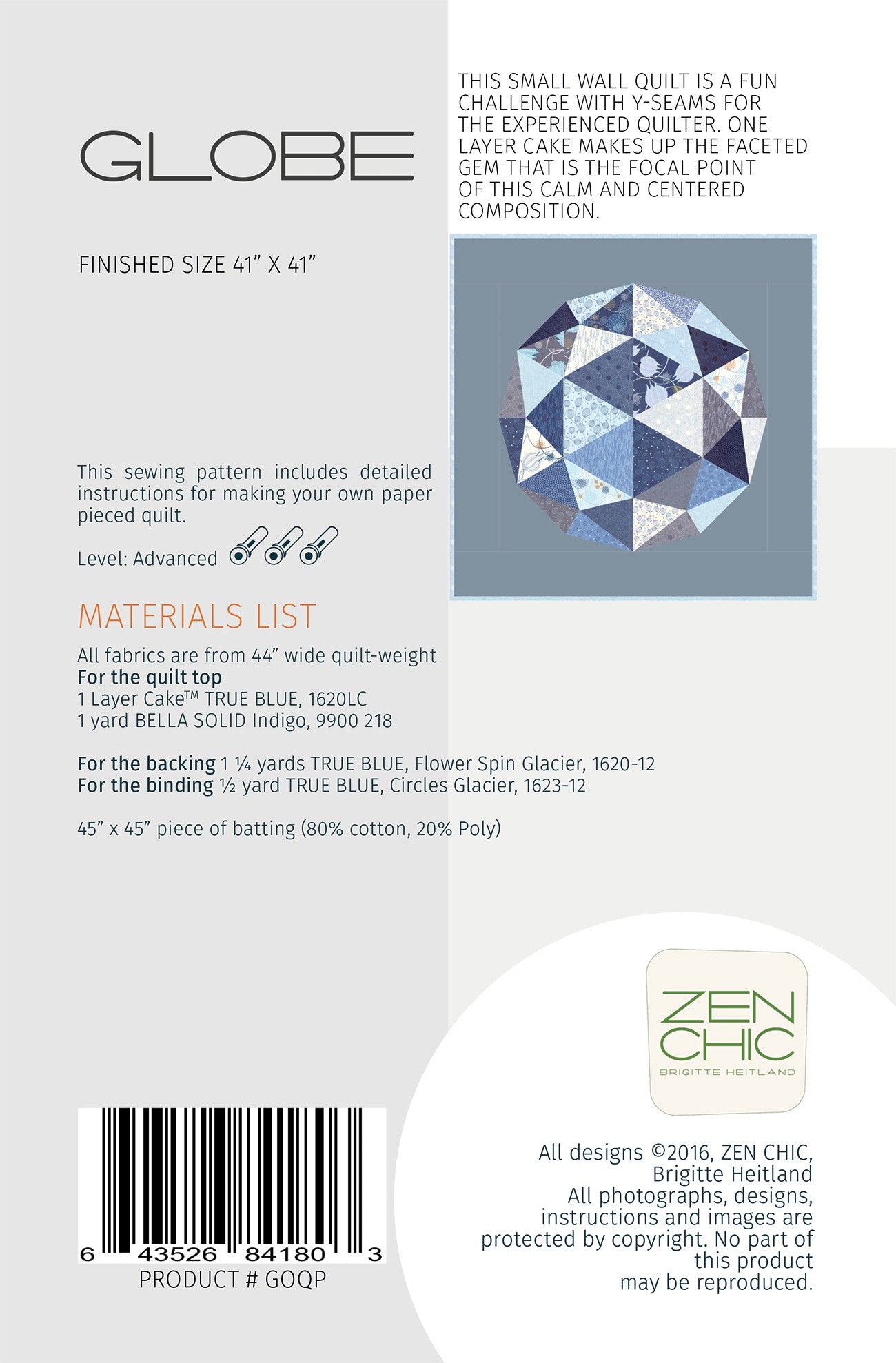 Globe Quilt Pattern by Zen Chic