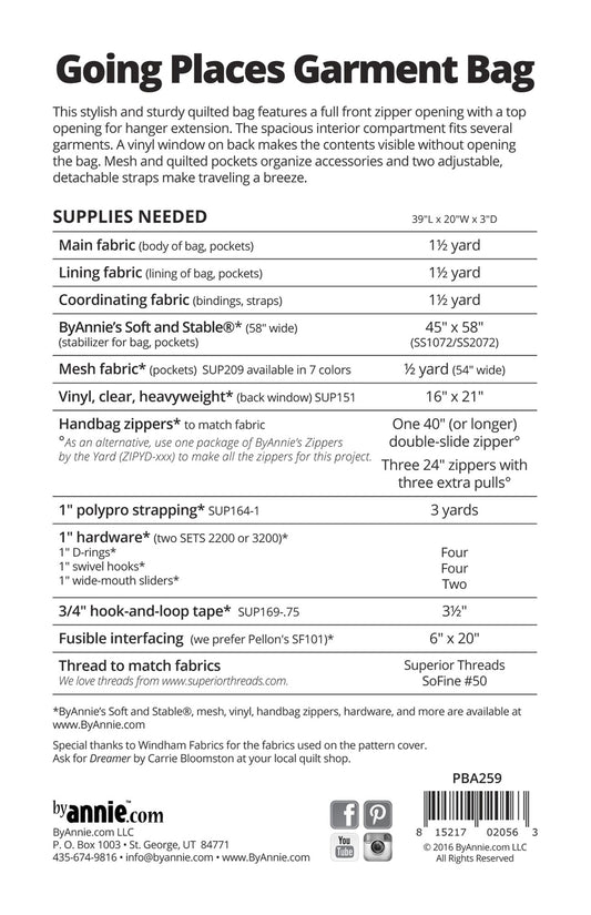 Going Places Garment Bag # PBA259 - Special Order