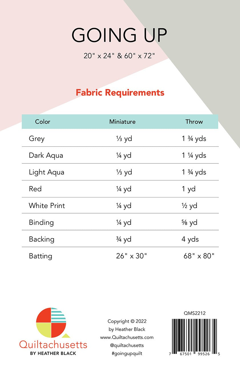 Going Up Quilt Pattern by Quiltachusetts