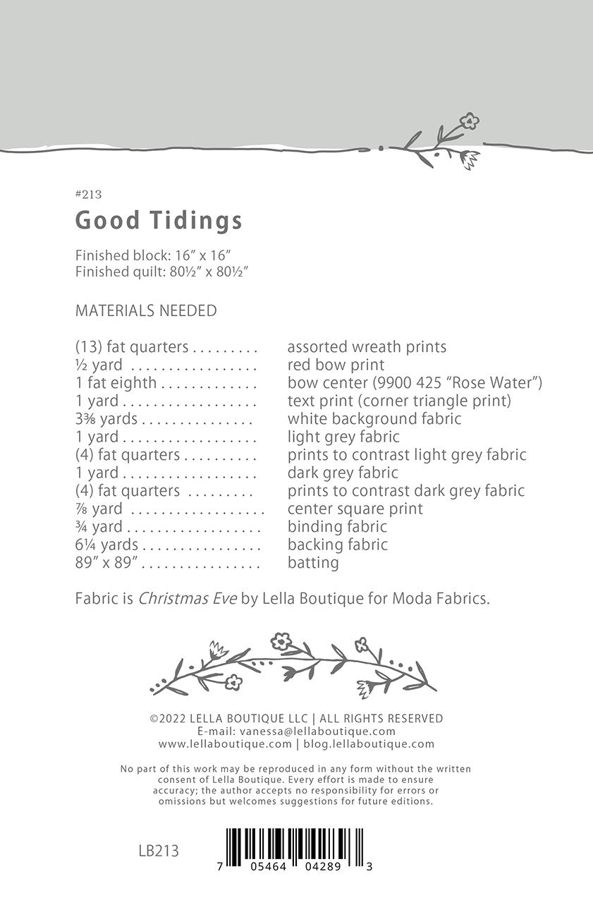 Good Tidings Quilt Pattern by Lella Boutique