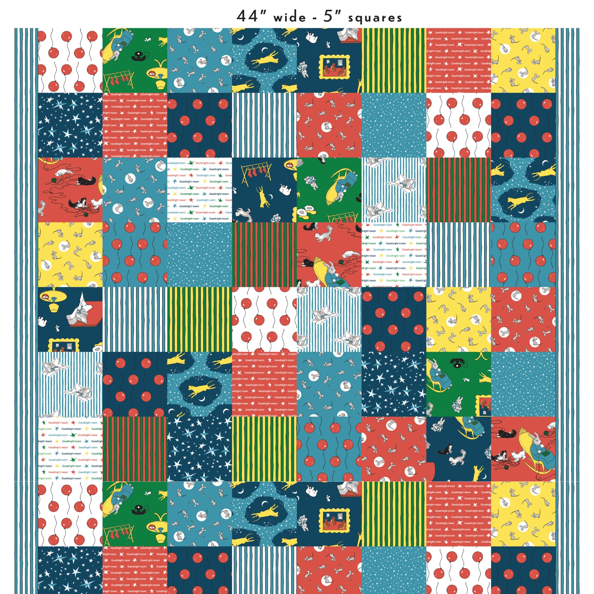 Goodnight Moon by Cloud9 Fabrics : 5" Block Cheater Panel 229230