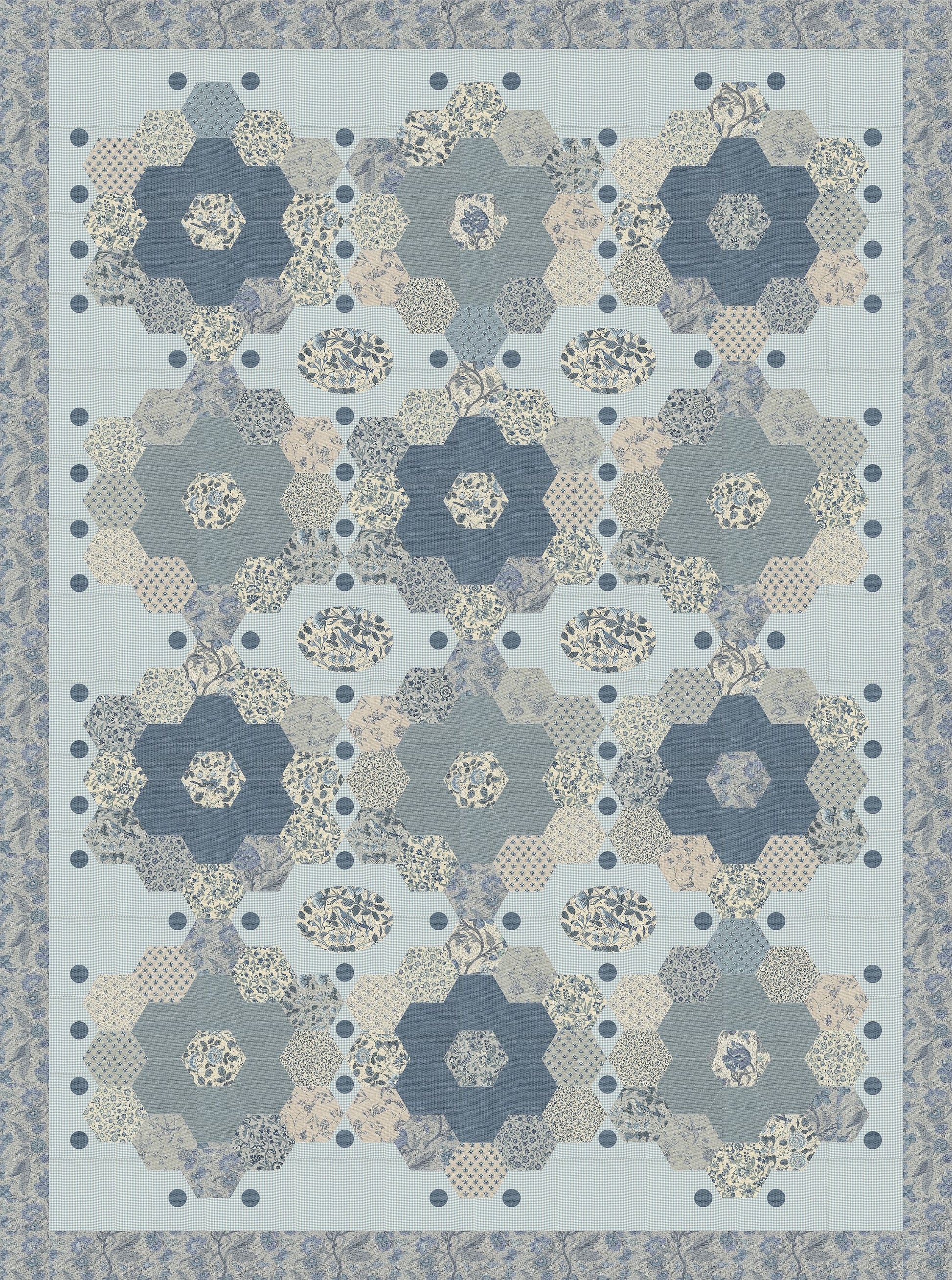 Grande Fleur Quilt Kit featuring Sacre Bleu by French General