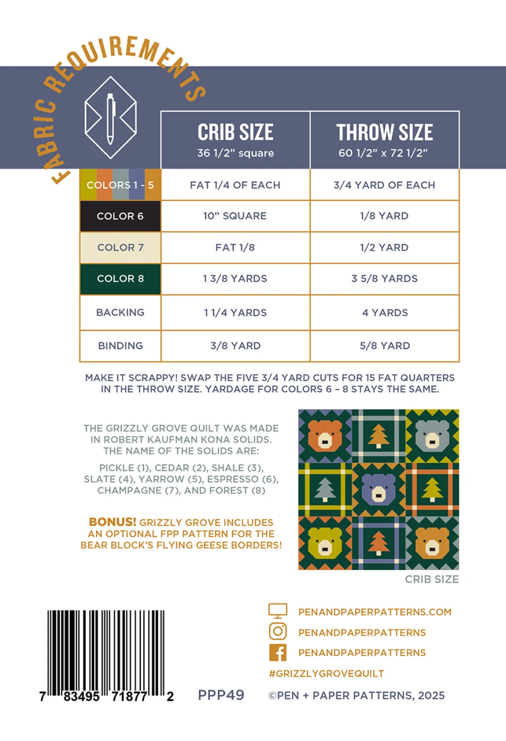 Grizzly Grove Quilt Pattern by Pen + Paper Patterns (Expected late November 2025)