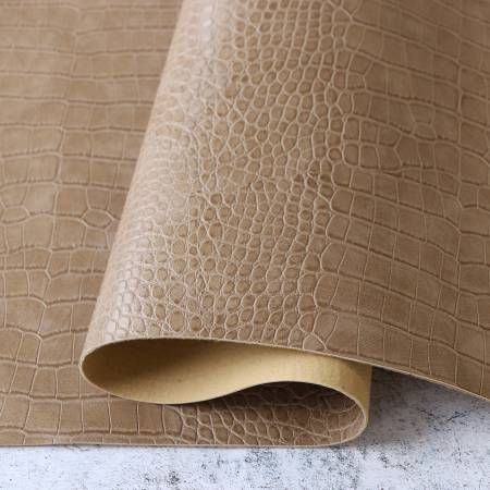 Clay Beige Faux Alligator Leather 1/2yds # HFLACLAY - Special Order