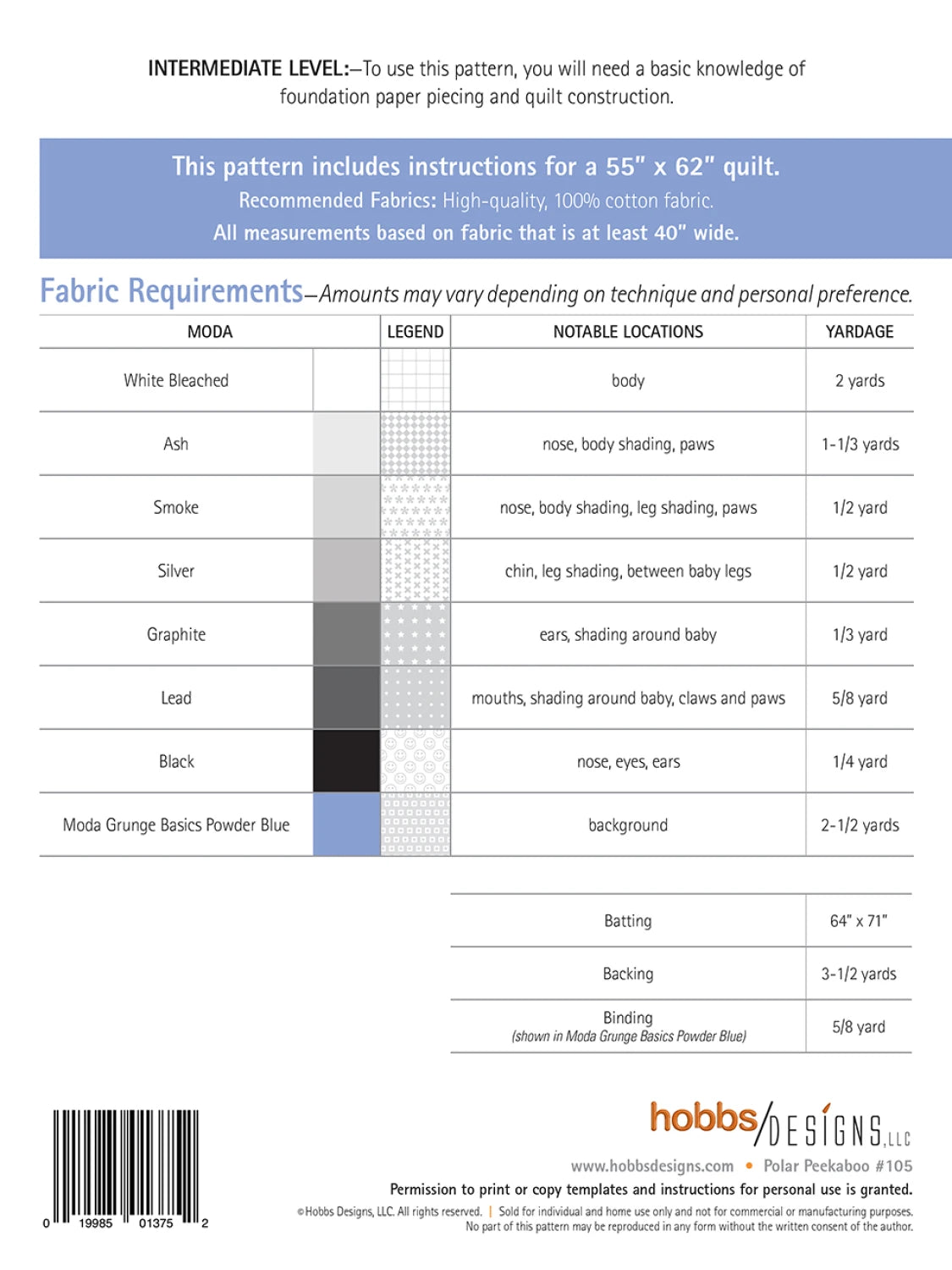 Polar Peekaboo Foundation Paper Piecing Quilt Pattern by Hobbs Designs